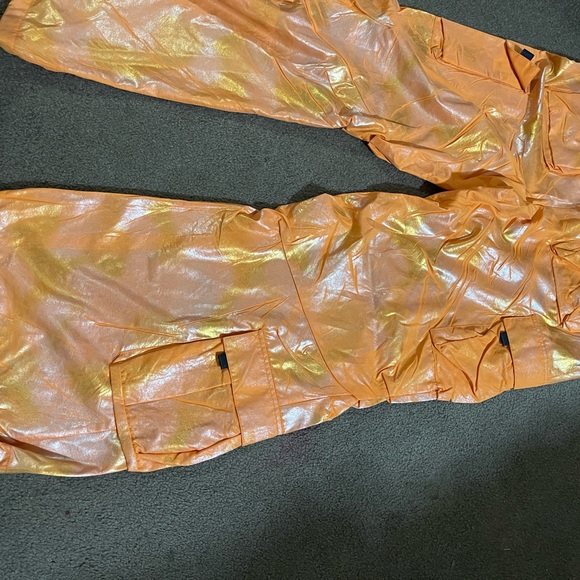 Cute new Akira orange 2 piece shimmery crinkle look jacket & jogging pants. - Picture 6 of 10